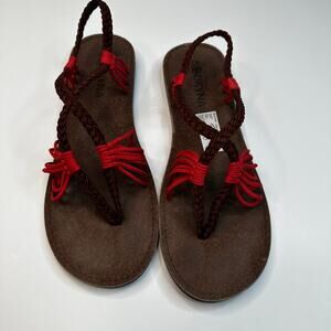 Bokyna Seastar Red Brown Cork Sole Sandals